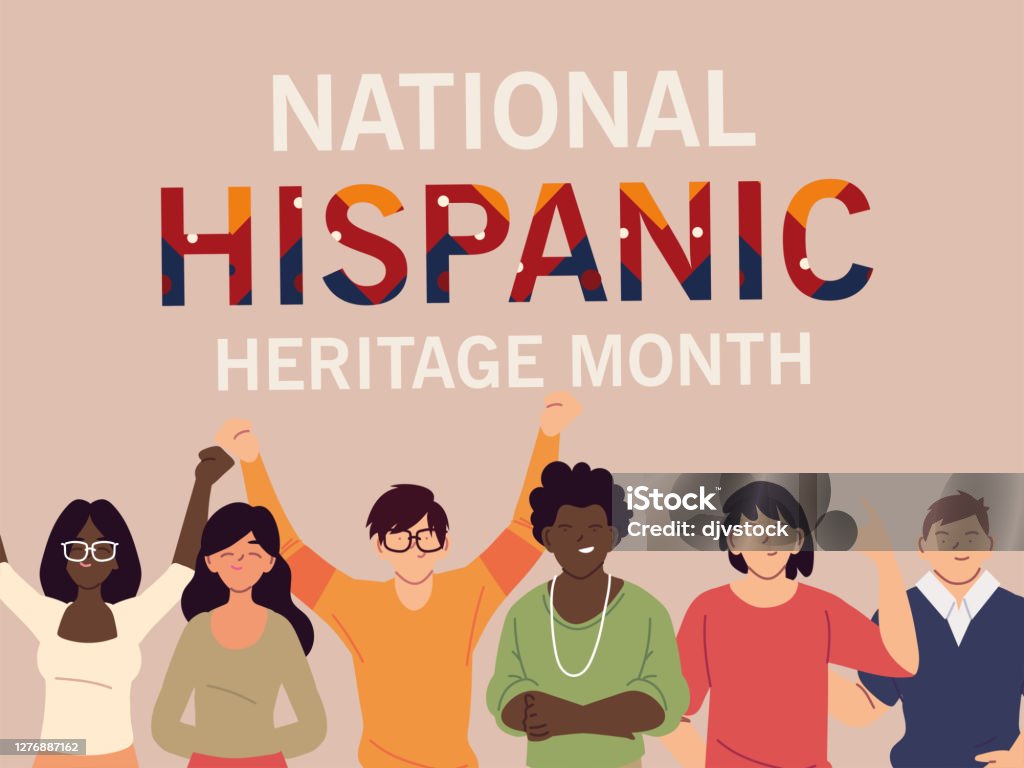 national hispanic heritage month with latin women and men vector design national hispanic heritage month with latin women and men cartoons design, culture and diversity theme Vector illustration Latin American and Hispanic Ethnicity stock vector