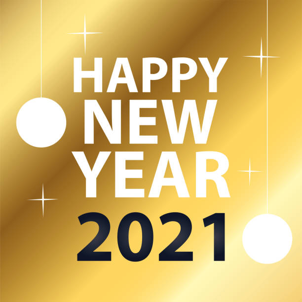 istock 2021 Happy new year with spheres hanging gold style vector design 1276888009