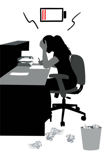essay writing clip art images Tired Frustrated Need Recharging Young woman working at her desk in frustration as she is getting tired and needs her battery recharged. essay writing stock illustrations