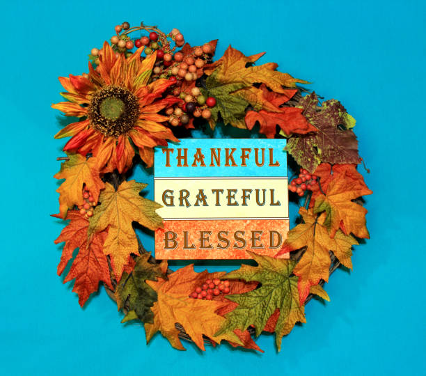 istock Autumn Wreath with Thankful Grateful Blessed 1276889153