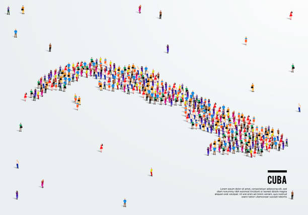 istock Cuba Map. Large group of people form to create a shape of Cuba Map. vector illustration. 1276889277