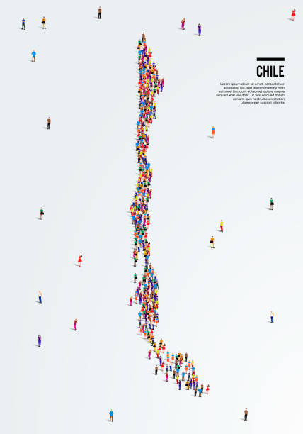 istock Chile Map. Large group of people form to create a shape of Chile Map. vector illustration. 1276889279