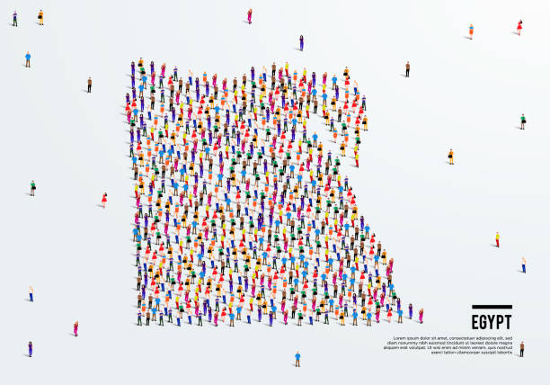 istock Egypt Map. Large group of people form to create a shape of Egypt Map. vector illustration. 1276889308