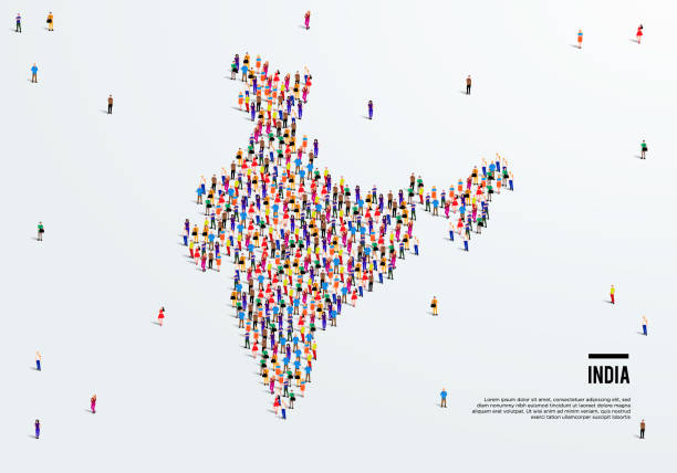 ilustrações de stock, clip art, desenhos animados e ícones de india map. large group of people form to create a shape of india map. vector illustration. - world record illustrations