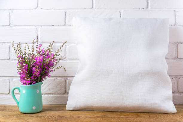 istock Pillow mockup with magenta wildflowers 1276892157