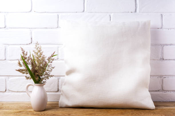 istock Pillow mockup with ravenna grass 1276892171
