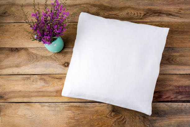istock Pillow mockup with purple wildflowers 1276892173
