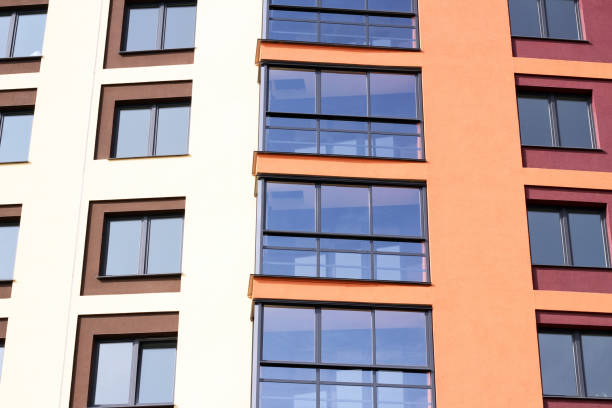 istock Close view of Russia skyscrapper with abstract windows pattern 1276895616