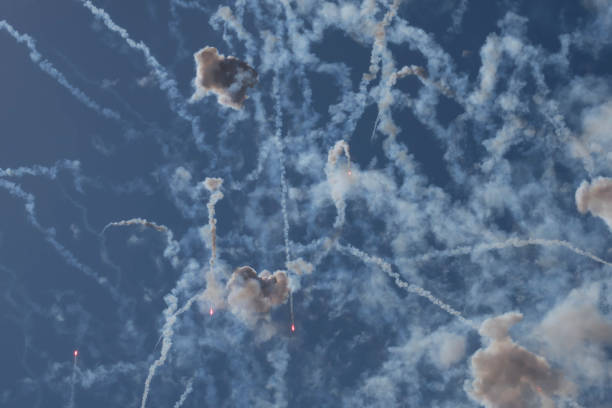 Valencia,Spain, August,6,2018: fireworks explosion in the valencia city hall square