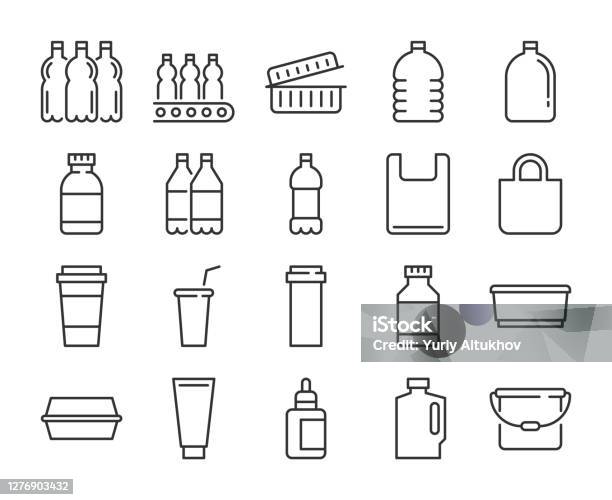 Plastic Packaging Icon Plastic Industry Line Icons Set Editable Stroke ...