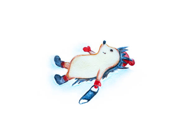 istock Christmas hedgehog in protective mask  hand drawn watercolor. 1276906252