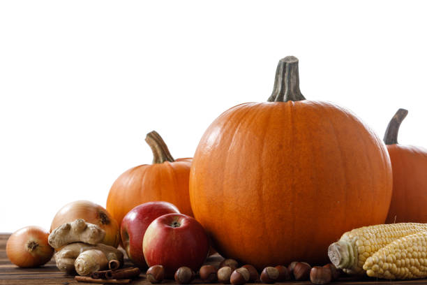istock Autumn harvest on wooden table 1276906367