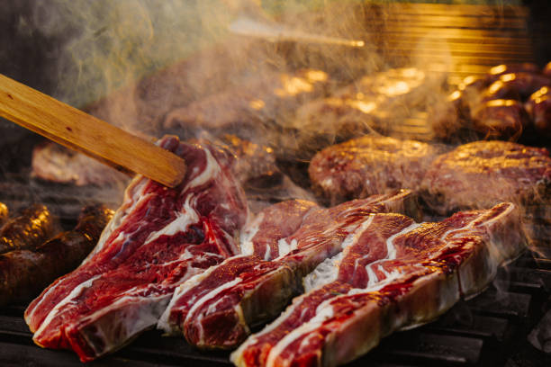 Tasty roasted Ribeye steak from Angus beef, selective focus, part of an E+ and S+ series