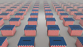 USA Election 2020- ballot boxes stretching to the horizon