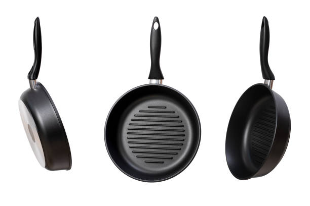 istock new round grill pans isolated on white. side view and top view 1276921411