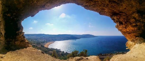 istock Panorama from cave near Ramla Beach, Gozo, Malta 1276923632