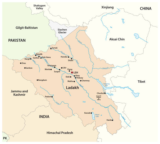 ラダックのインド連邦領土のベクトル地図, インド - india map cartography pakistan点のイラスト素材／クリップアート素材／マンガ素材／アイコン素材