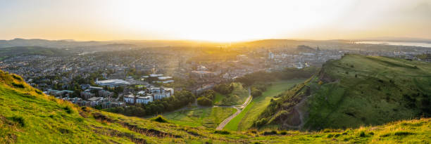 istock Panorama Of Edinburgh Cityscape At Sunset 1276929199