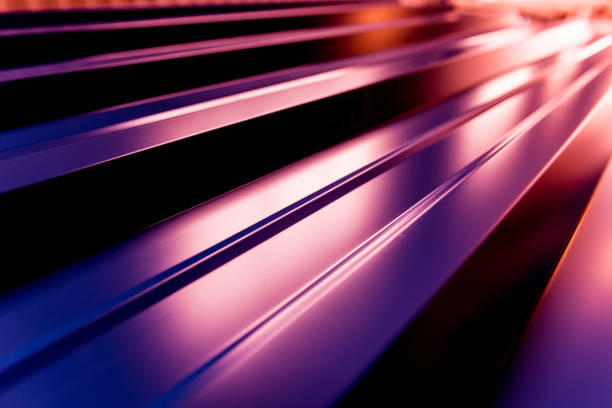 Violet metallic roof tiles background with light pattern