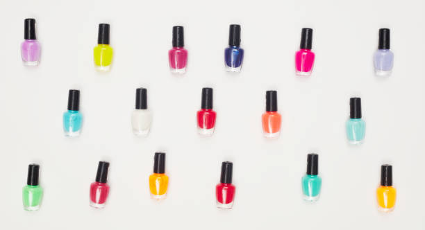 istock concept, manicure with nail polish, pedicure on white background, copy space, Flat Lay 1276934148