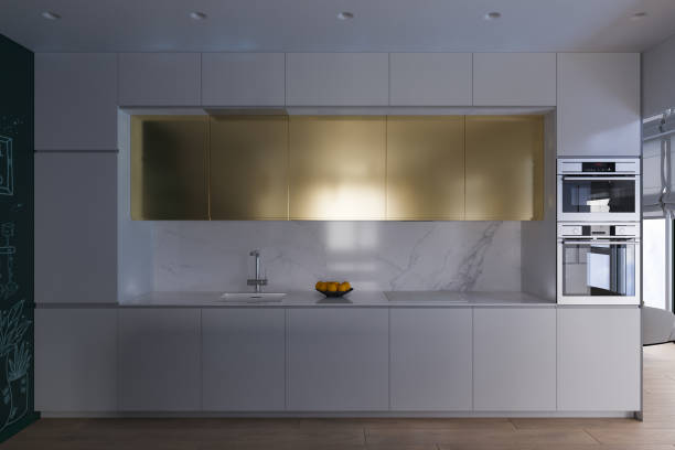istock 3D illustration of a kitchen with day lighting 1276938259