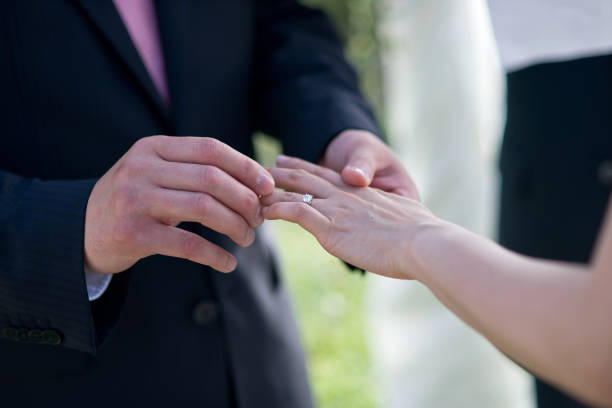 istock Midsection Of Newlywed Couple Holding Hands 1276938263