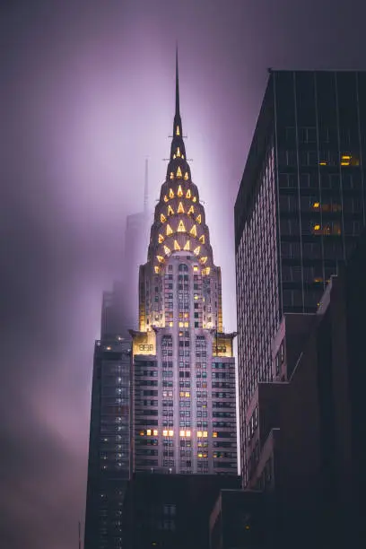 Chrysler Building on a foggy night