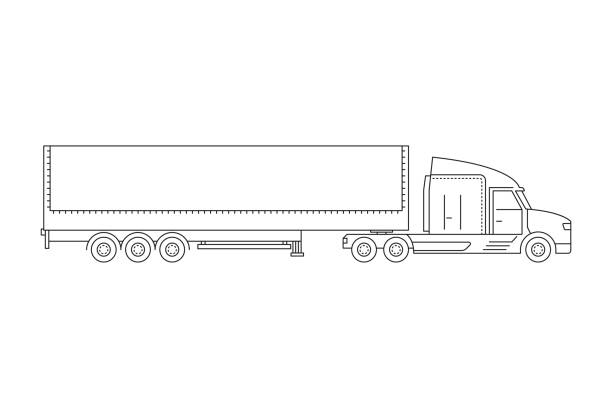 значок лорри. трейлер грузовика черная линия веб-знак. плоская иллюстрация вектора стиля изолирована на белом фоне. - vehicle trailer trucking white outline stock illustrations