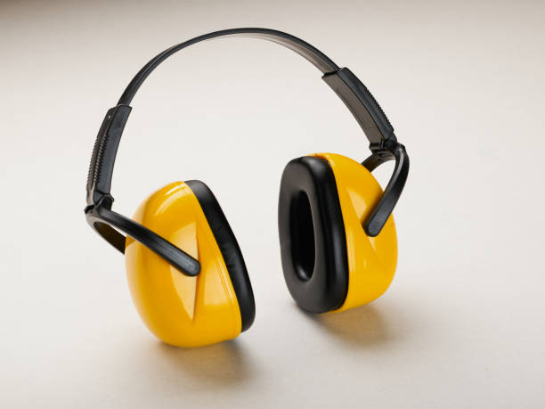 istock Headphones to protect hearing from noise on a light background 1276942002