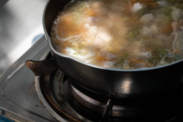 istock Ingredient and step by step to cooked vegetable rotini pasta soup 1276946831