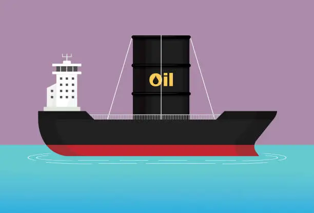 Vector illustration of Cargo ships carry a crude oil