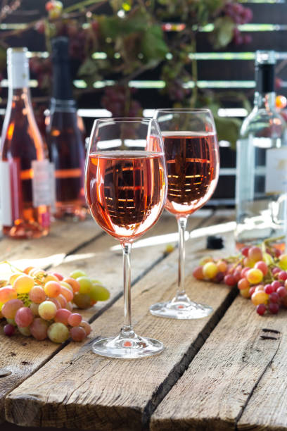 istock Glasses of rose wine close up 1276948155
