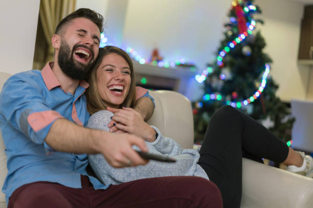 istock Couple spending Christmas at home 1276950604