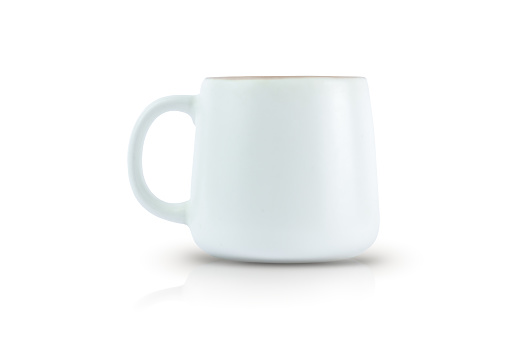 White matte modern tea mug isolated on white background