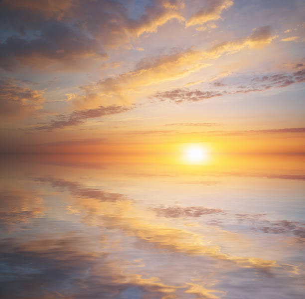 istock Sky background and water reflection on sunset. 1276955750