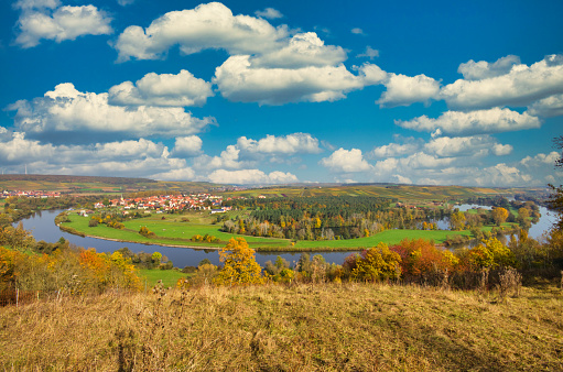landscape with main river in germany franconia