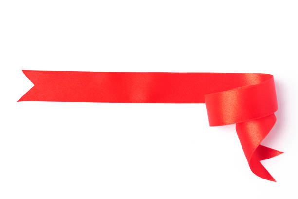 istock Red banners ribbons label on white background 1276959598