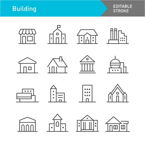 Vector illustration of Building Icons Set - Line Series - Editable Stroke