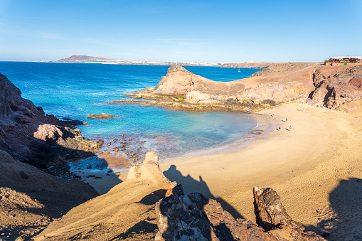 Playa de Papagayo, wild and lonely beach in Lanzarote, Canary Islands.