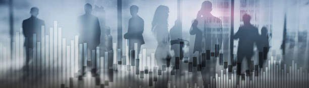 istock Candlestick graph office mixed media building background. Financial concept. 1276968536