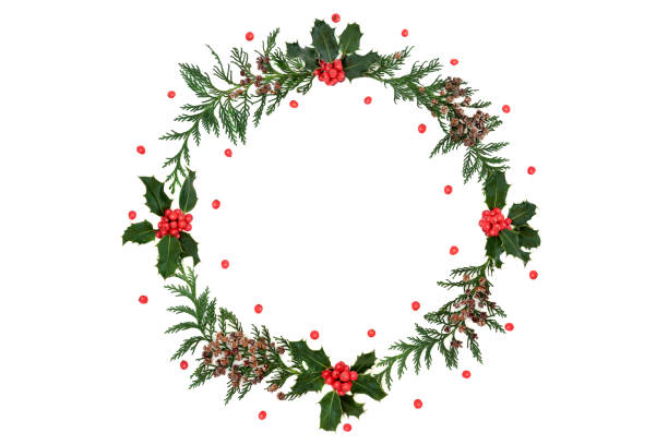 istock Holly and Cedar Wreath with Red  Berries 1276968915