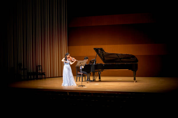 Violin and piano concert Violin and piano concert classical concert photos stock pictures, royalty-free photos & images