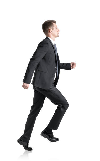 istock Business man climbing stairs, isolated 1276970251