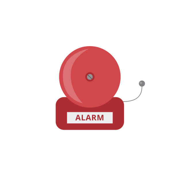 rote metall feuer alarmglocke eine flache vektor isoliert abbildung - service bell flash stock-grafiken, -clipart, -cartoons und -symbole