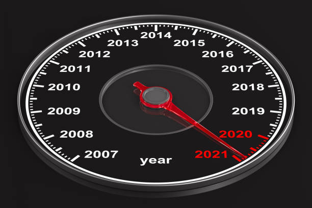istock Calendar from speedometer on black background. 3D illustration 1276972734