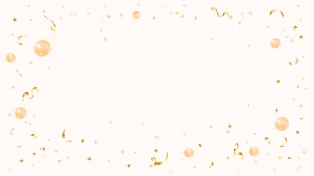 istock Abstract festive background with golden confetti and christmas balls. Banner template with copy space. 1276975898