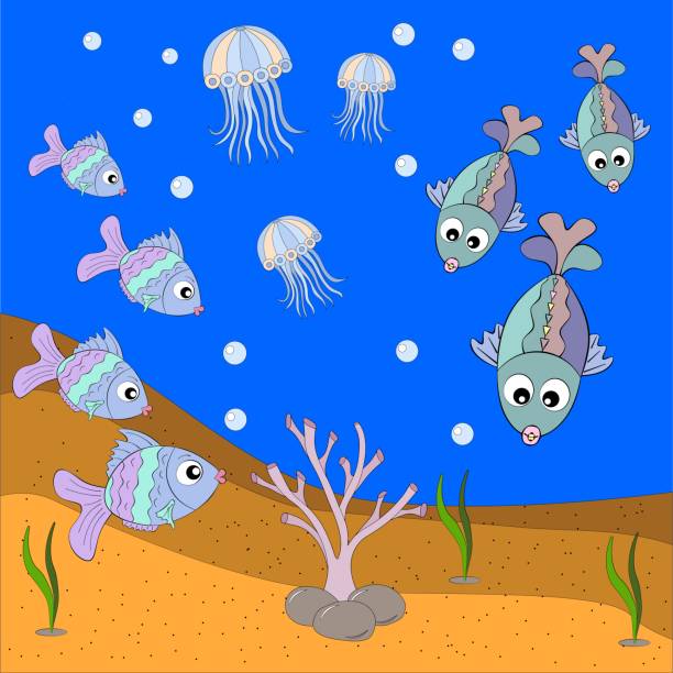 istock Jellyfish and fish swim in the sea. 1276976572
