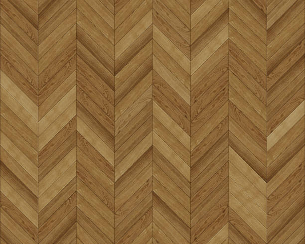istock Seamless chevron 45 degree wood texture. Natural dark Oak hardwood or laminate pattern. Medium size planks. 1276976721