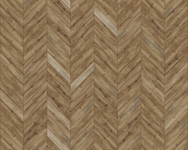 istock Seamless chevron 45 degree wood texture. Natural Walnut hardwood or laminate pattern. Medium size planks. 1276976790