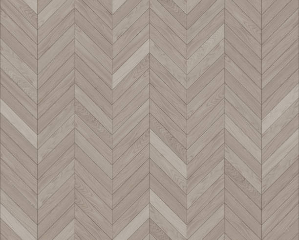 istock Seamless chevron 45 degree wood texture. Natural beige Oak hardwood or laminate pattern. Medium size planks. 1276976893